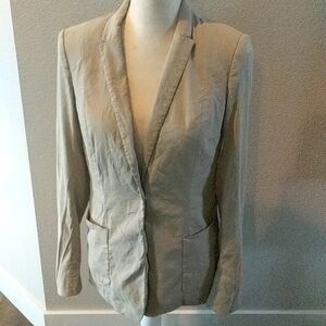 Elie Tahari Blazer Linen Polyester Blend Size 8 Snap Button